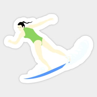 Surfing Brunette Sticker